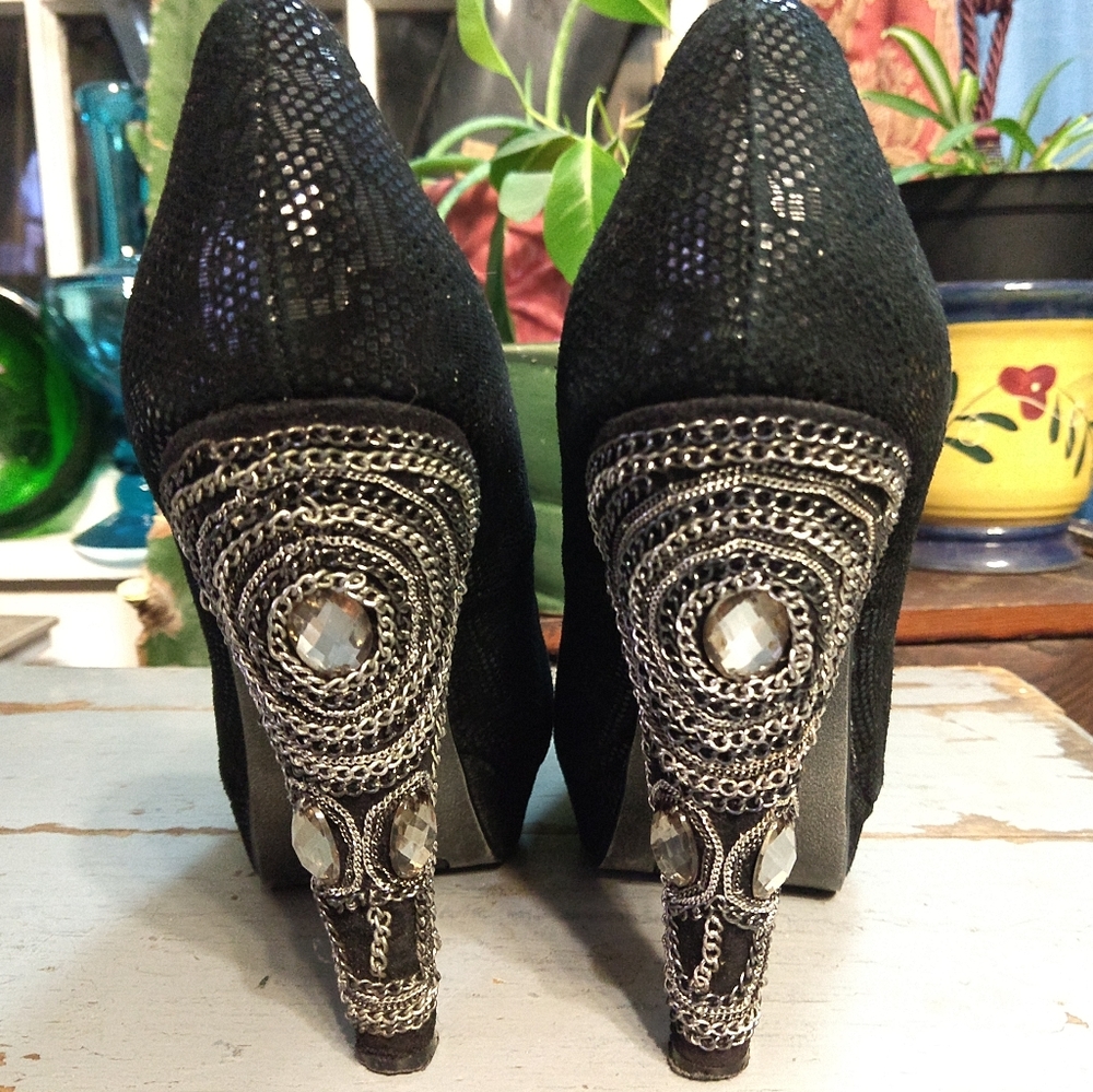 Naughty Monkey Leather Platforms Embellished Heels - image 8